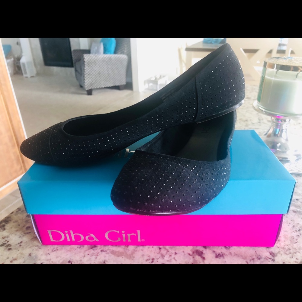 Women’s black flats with studs